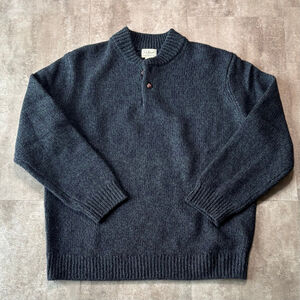 Vintage LL Bean Lambs Wool Sweater Mens Large Blue Green